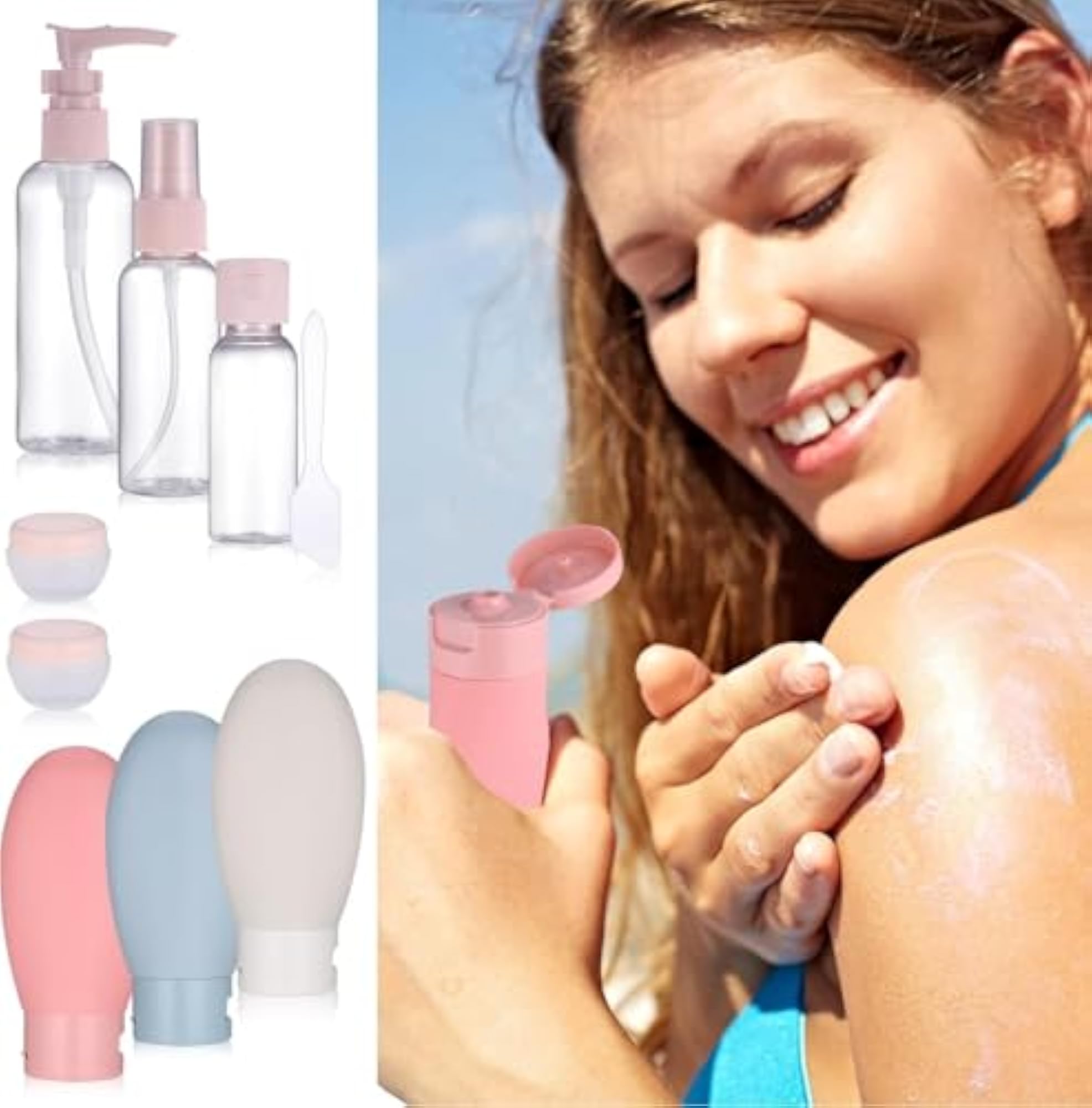 11pcs Travel Bottles Set for Toiletries, 60ml, Multicolour
